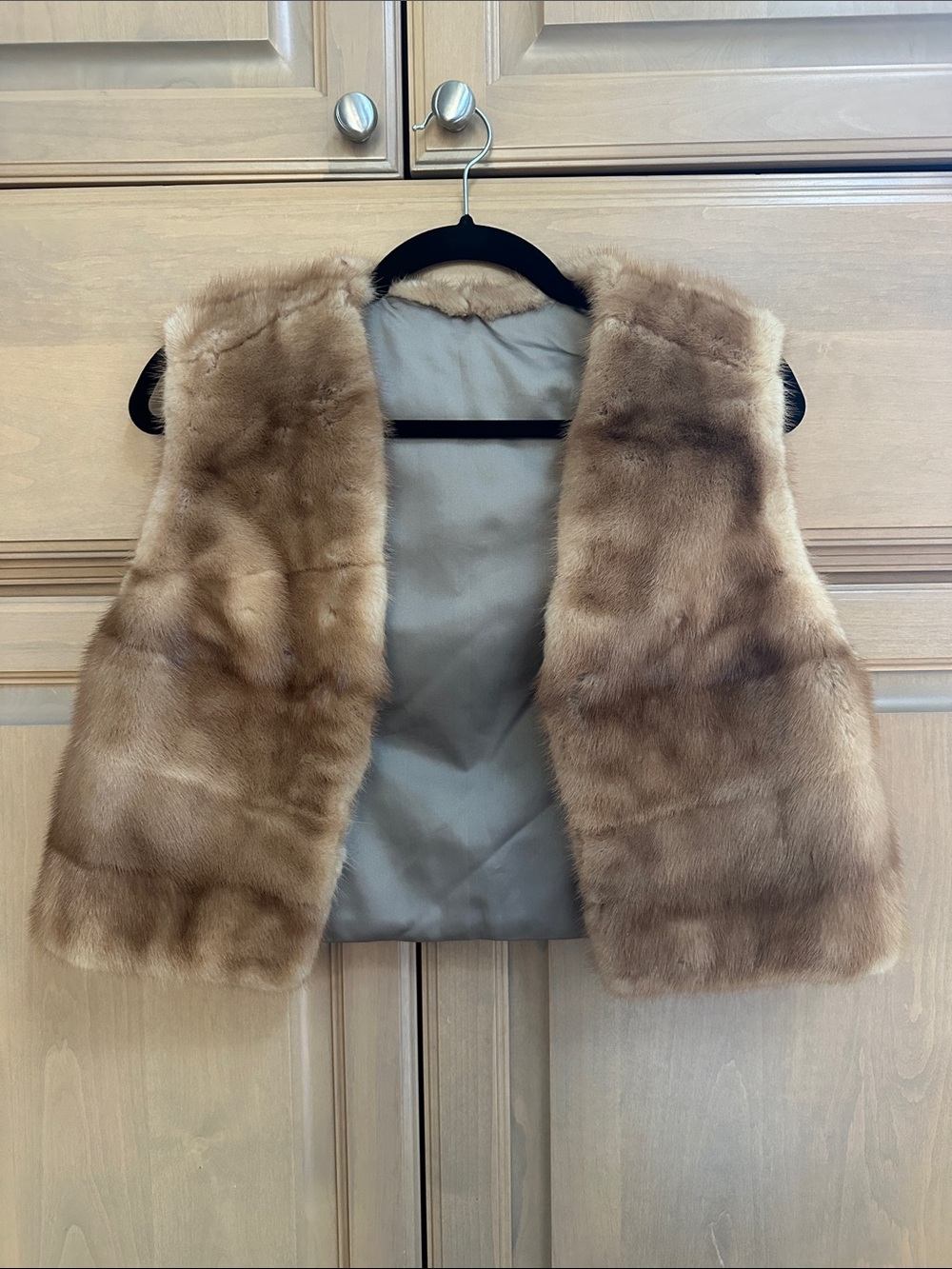 Vintage Fur Vest cropped in Light Brown
